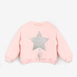 Pembe  Yıldız Nakışlı Kurdele Detaylı Kız Çocuk Sweatshirt