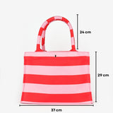 Pembe  Çizgili Çocuk Plaj Çantası