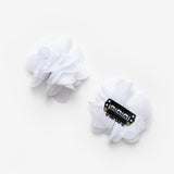 White 2-Piece Tulle Flower Hairless Baby Hair Clip