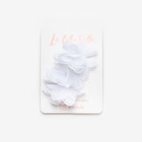White 2-Piece Tulle Flower Hairless Baby Hair Clip