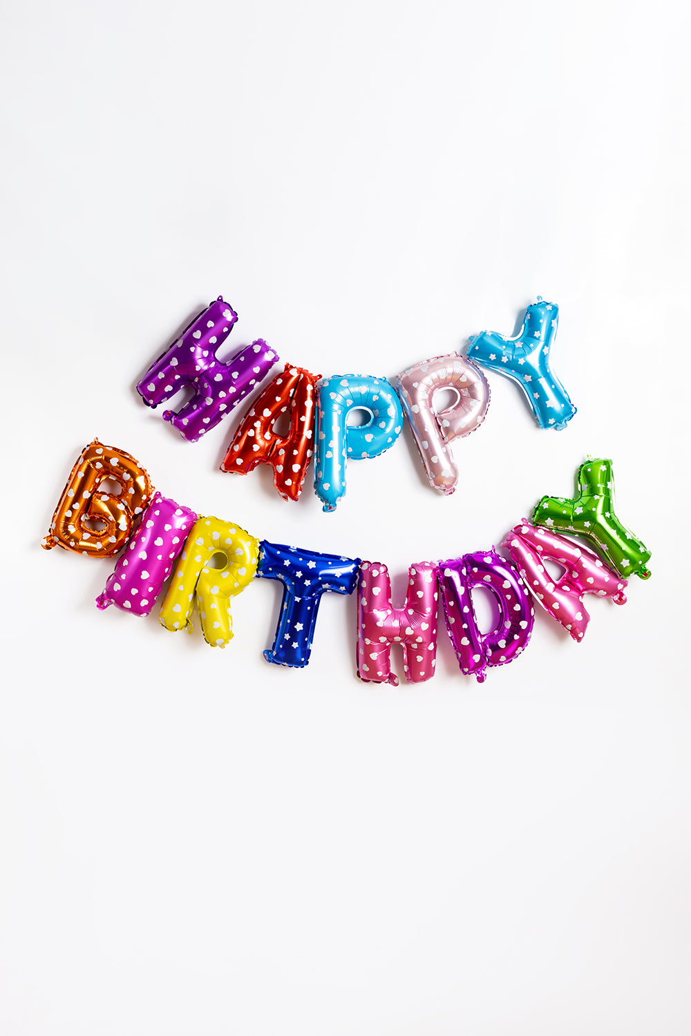 Çok Renkli Kalp Desenli Happy Birthday Balon Set
