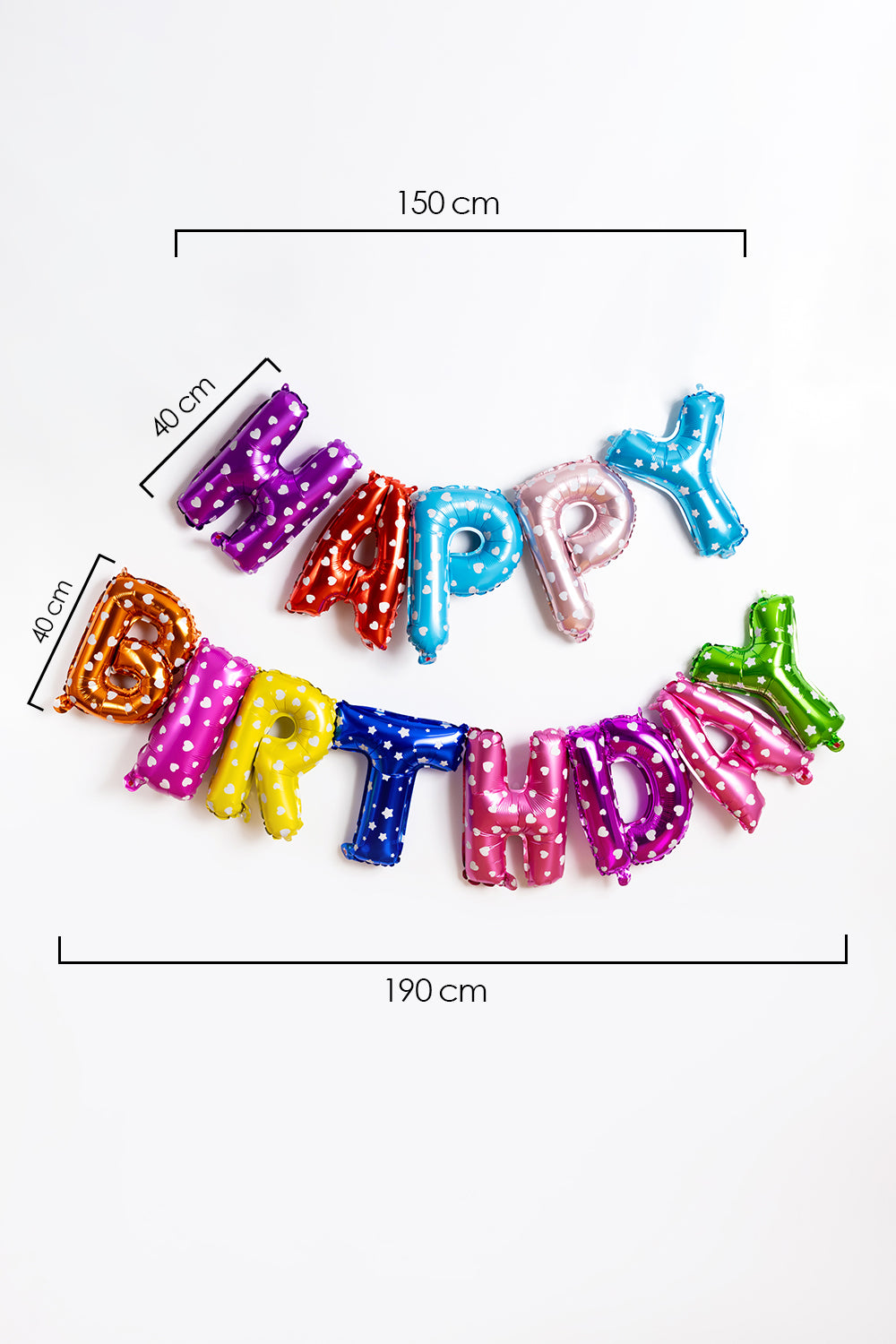 Çok Renkli Kalp Desenli Happy Birthday Balon Set