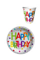 Multicolor Happy Birthday 8-Piece Cardboard Cups and Plates Set