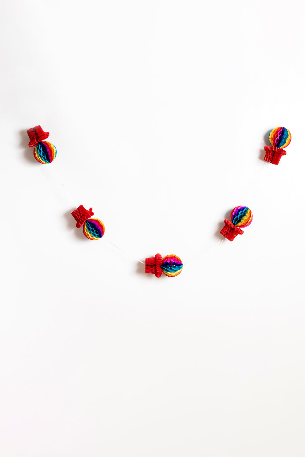 Multicolor Rainbow 5-Pack Flying Balloon Honeycomb Decorations