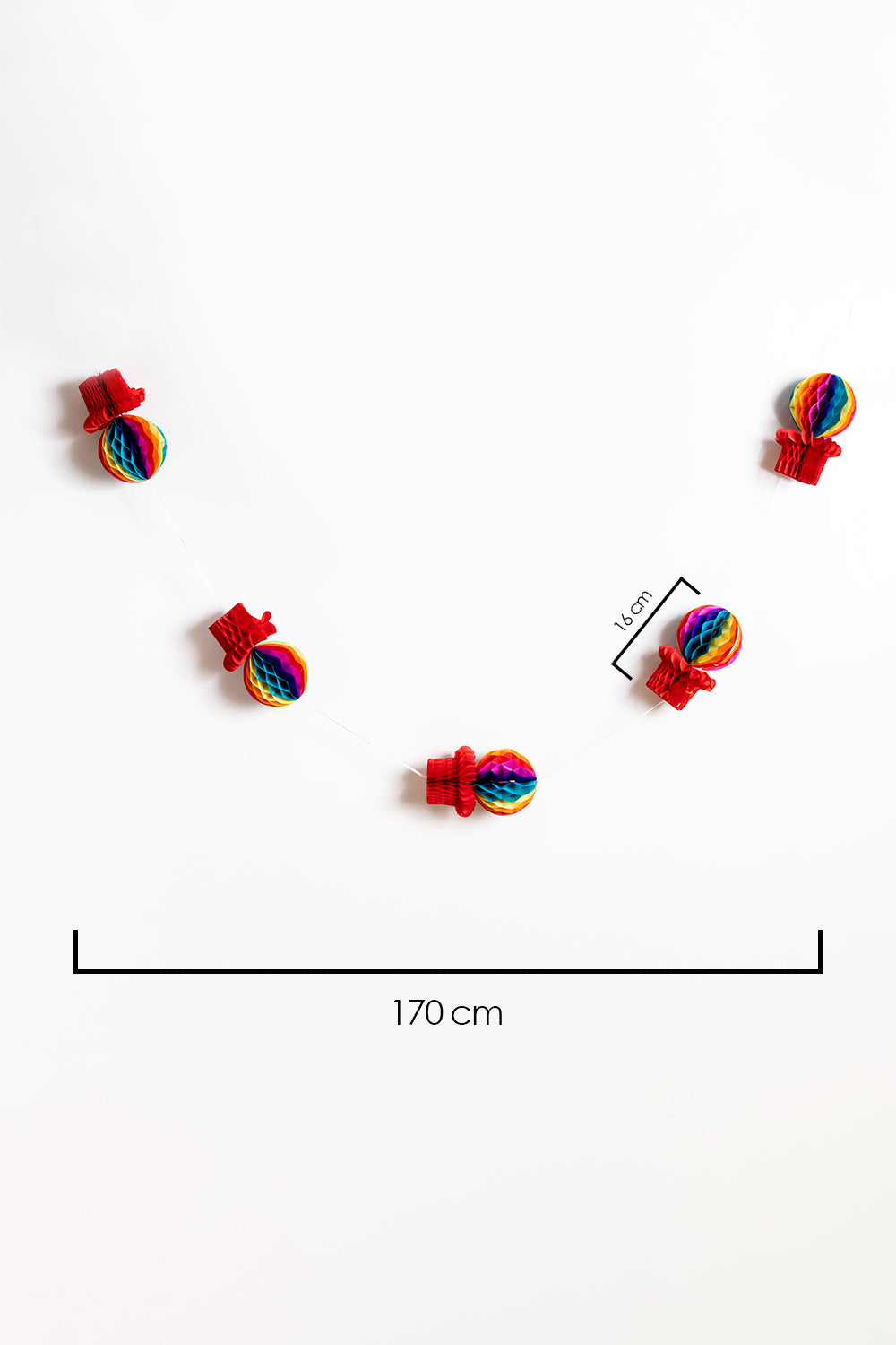 Çok Renkli  Gökkuşağı 5'li Uçan Balon Petek Süs