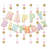 Çok Renkli  Pastel Happy Birthday Banner