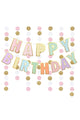 Çok Renkli  Pastel Happy Birthday Banner
