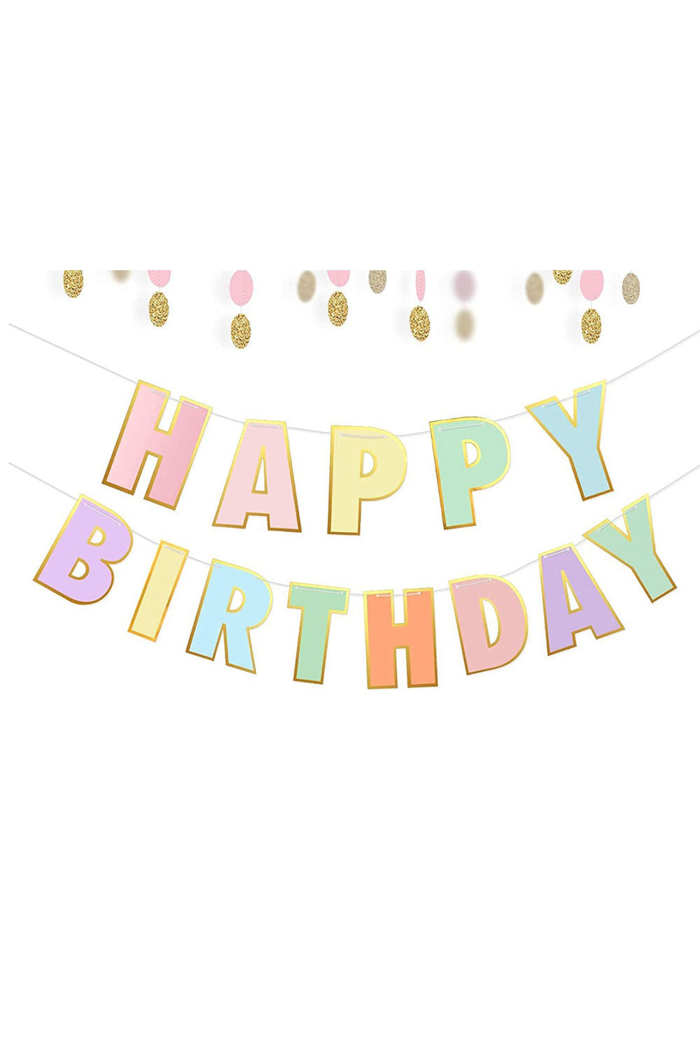 Çok Renkli  Pastel Happy Birthday Banner