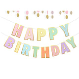 Çok Renkli  Pastel Happy Birthday Banner