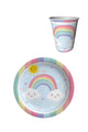 Multicolor Rainbow 8-Piece Paper Cup Plate Set