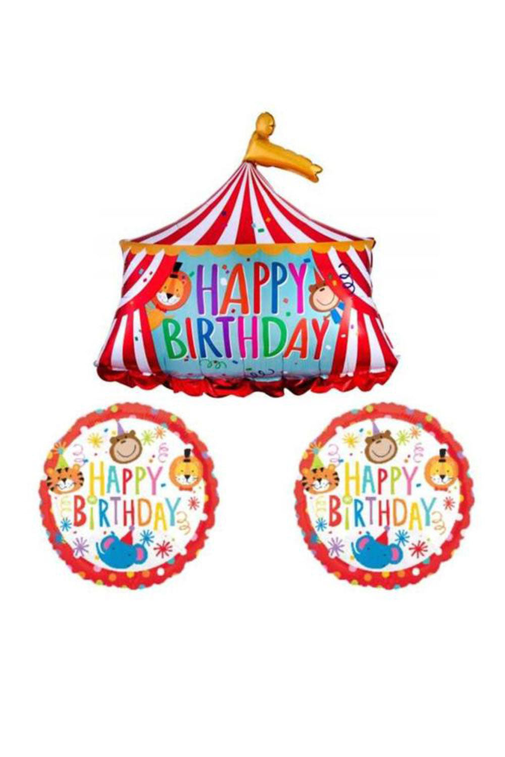 Kırmızı  Sirk Temalı Happy Birthday Balon Set