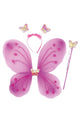 Fuşya  Kelebek Kanat Asa Taç 3'lü Set