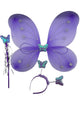 Lila  Kelebek Kanat Asa Taç 3'lü Set