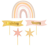 Çok Renkli  Gökkuşağı Yıldız Happy Birthday Kürdan Set