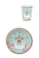Mint Castle Printed 8-Piece Plate and Glass Set