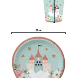 Mint Şato Baskılı 8'li Tabak Bardak Set