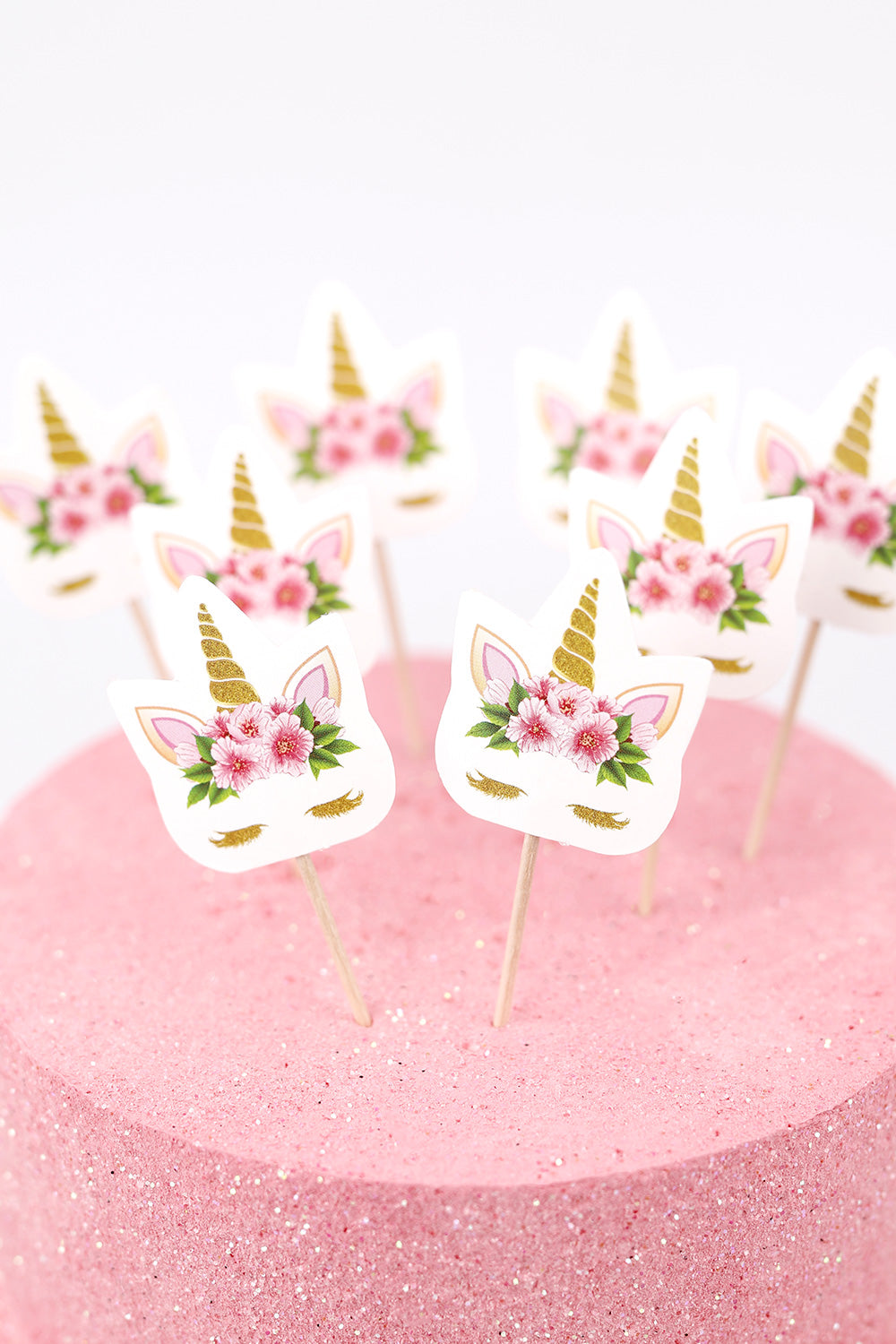 Beyaz  Unicorn Çiçekli 10'lu Kürdan Set