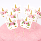 Beyaz  Unicorn Çiçekli 10'lu Kürdan Set