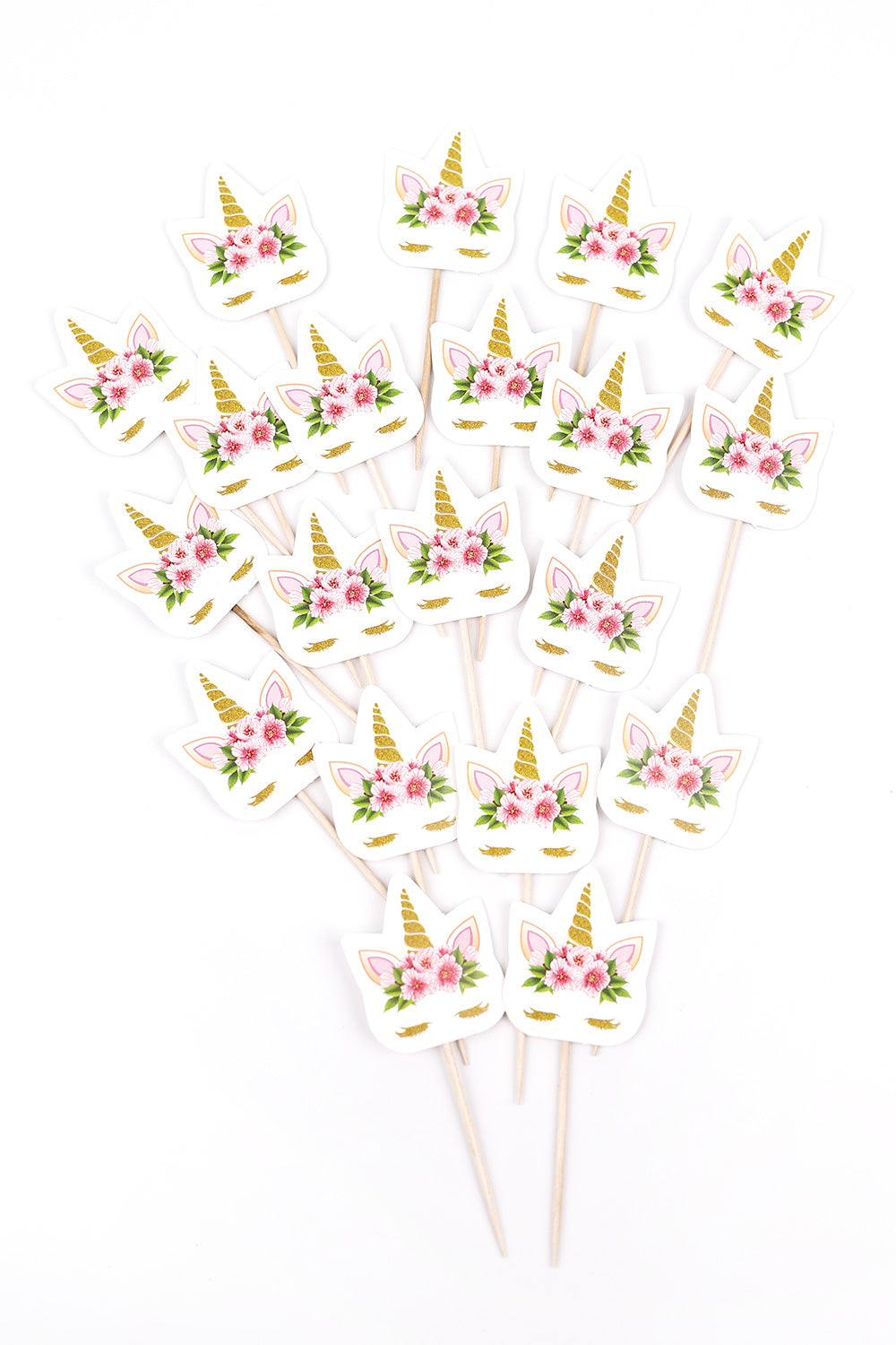 Beyaz  Unicorn Çiçekli 10'lu Kürdan Set