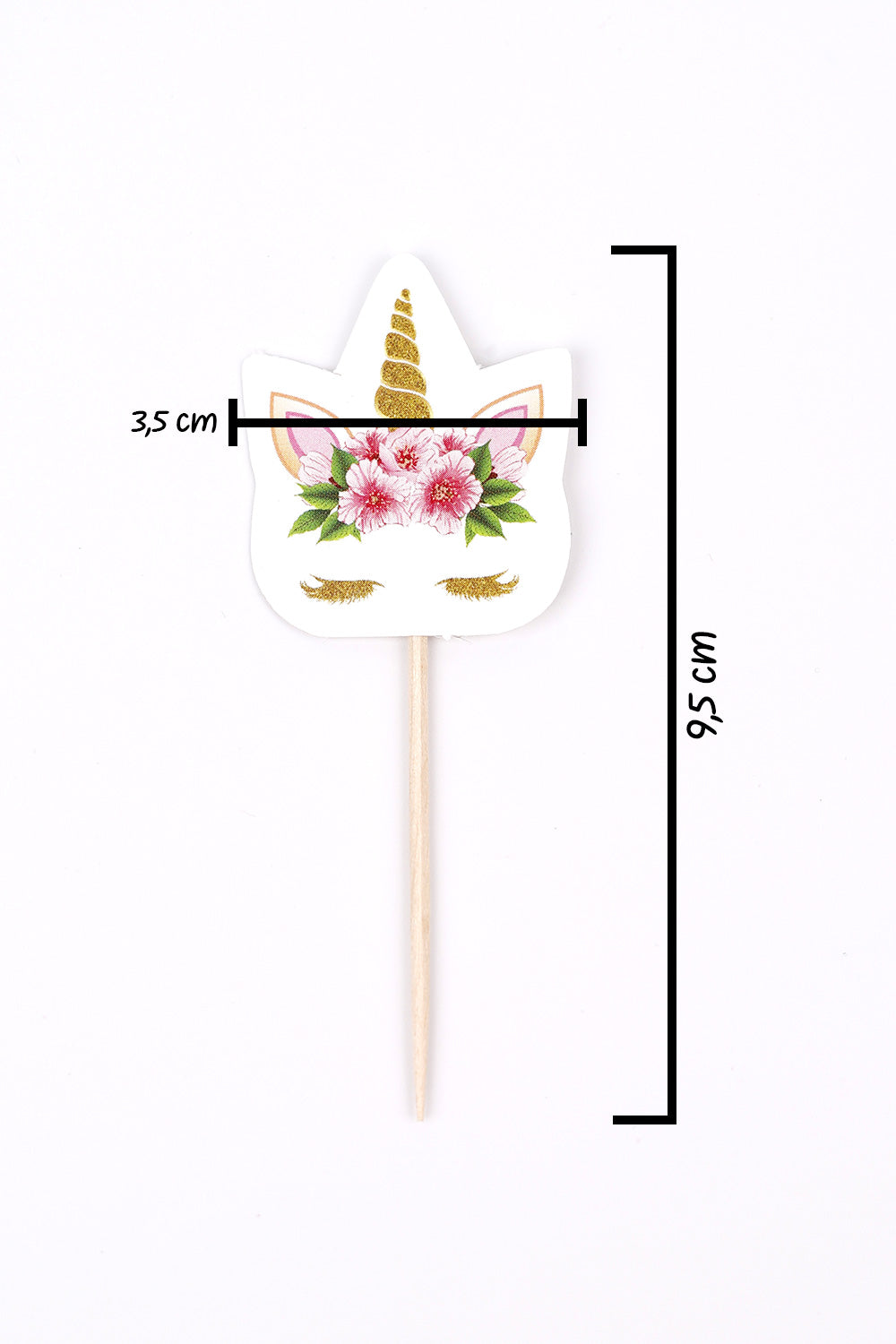 Beyaz  Unicorn Çiçekli 10'lu Kürdan Set