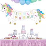 Çok Renkli  Unicorn Happy Birthday Banner