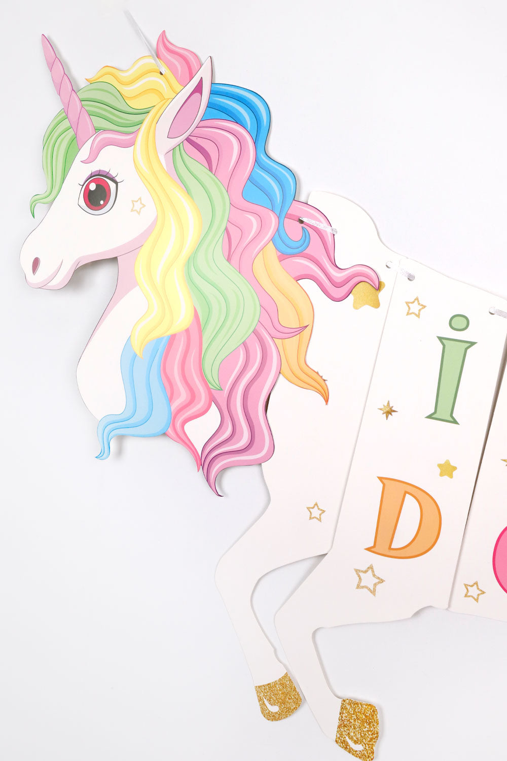 Çok Renkli  Unicorn Happy Birthday Banner