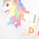 Çok Renkli  Unicorn Happy Birthday Banner