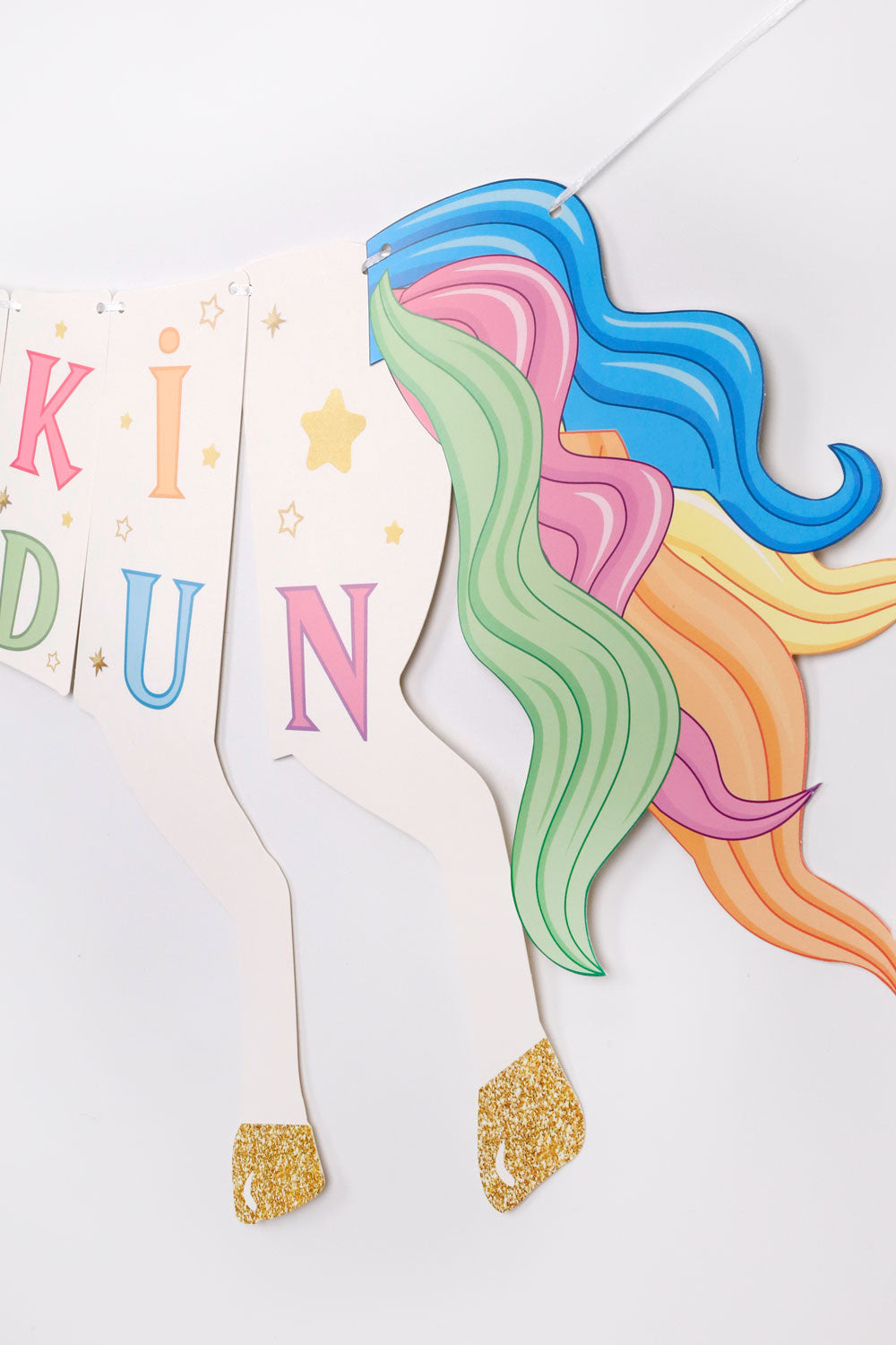 Çok Renkli  Unicorn Happy Birthday Banner
