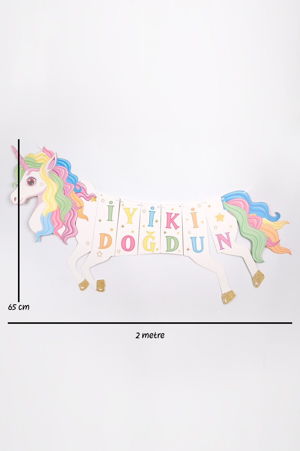 Çok Renkli  Unicorn Happy Birthday Banner