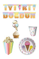White Ice Cream Themed 5-Piece Party Set
