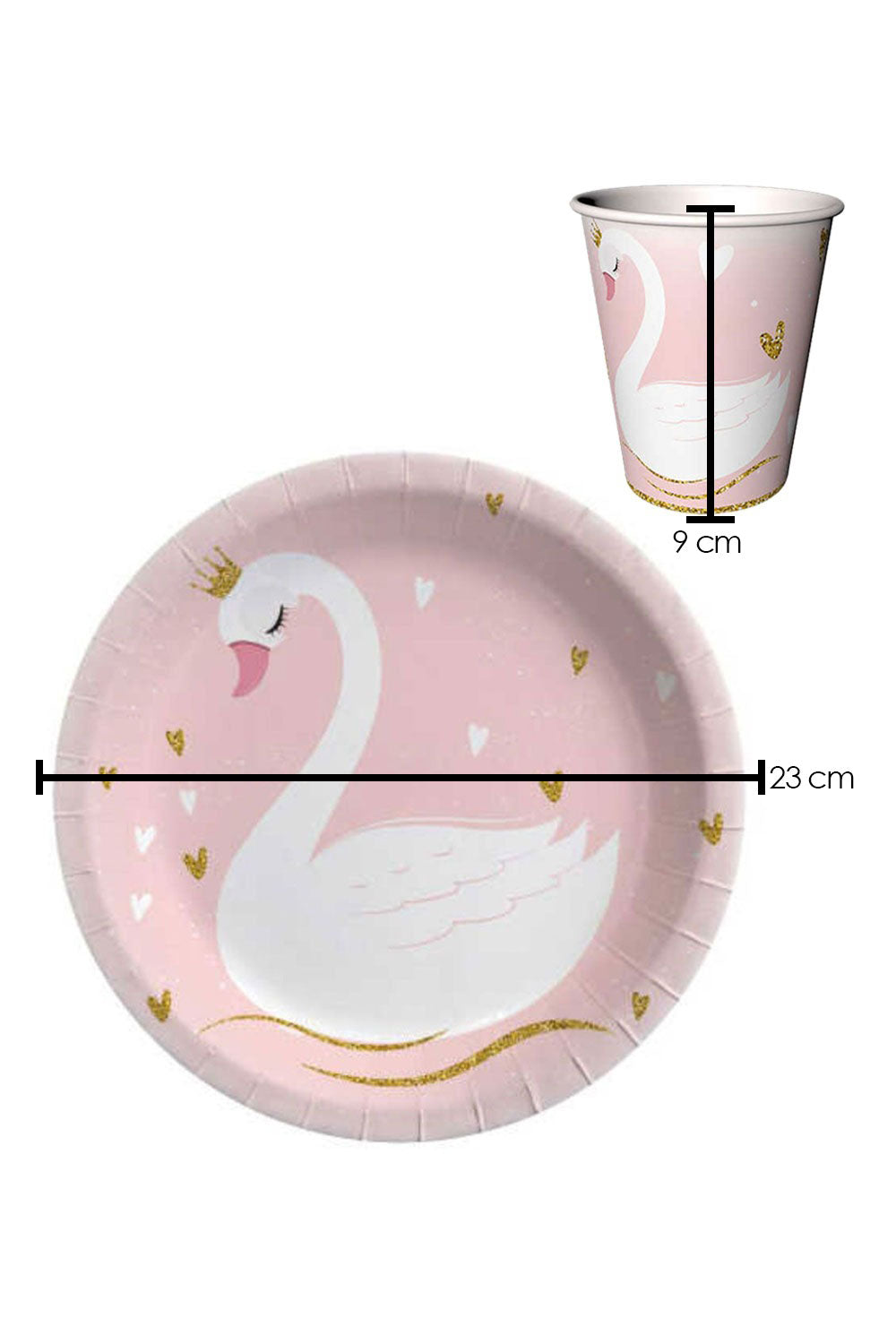 Pembe  Kuğu Temalı 4'lü Parti Seti