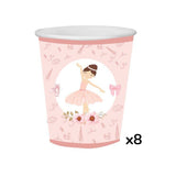 Pembe Balerin Temalı 8'li Bardak Tabak Set