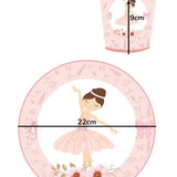Pembe Balerin Temalı 8'li Bardak Tabak Set