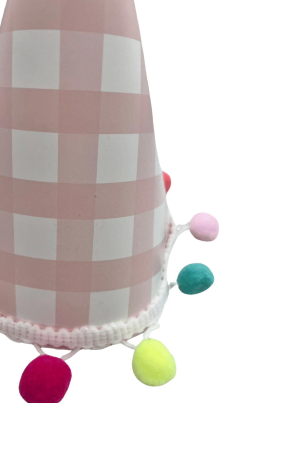 Pembe  Ponpon Detaylı Karton Doğum Günü Huni Taç