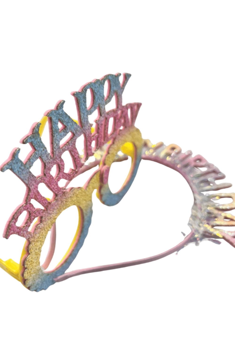 Çok Renkli  Happy Birthday Yazılı Taç ve Parti Gözlüğü