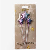 Lila  3'lü Yıldız Mum