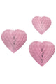 Pink 3-Pack Honeycomb Heart Party Decoration