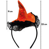 Turuncu  Cadı Şapkası Figürlü Halloween Kız Çocuk Taç