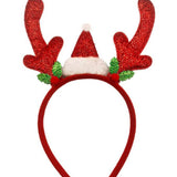 Kırmızı  Geyik Boynuzu ve Şapka Figürlü Kız Çocuk Yılbaşı Taç