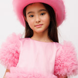 Pembe  Tüylü Kız Çocuk Kovboy Şapkası