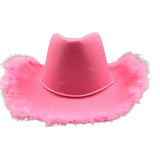 Pembe  Tüylü Kız Çocuk Kovboy Şapkası