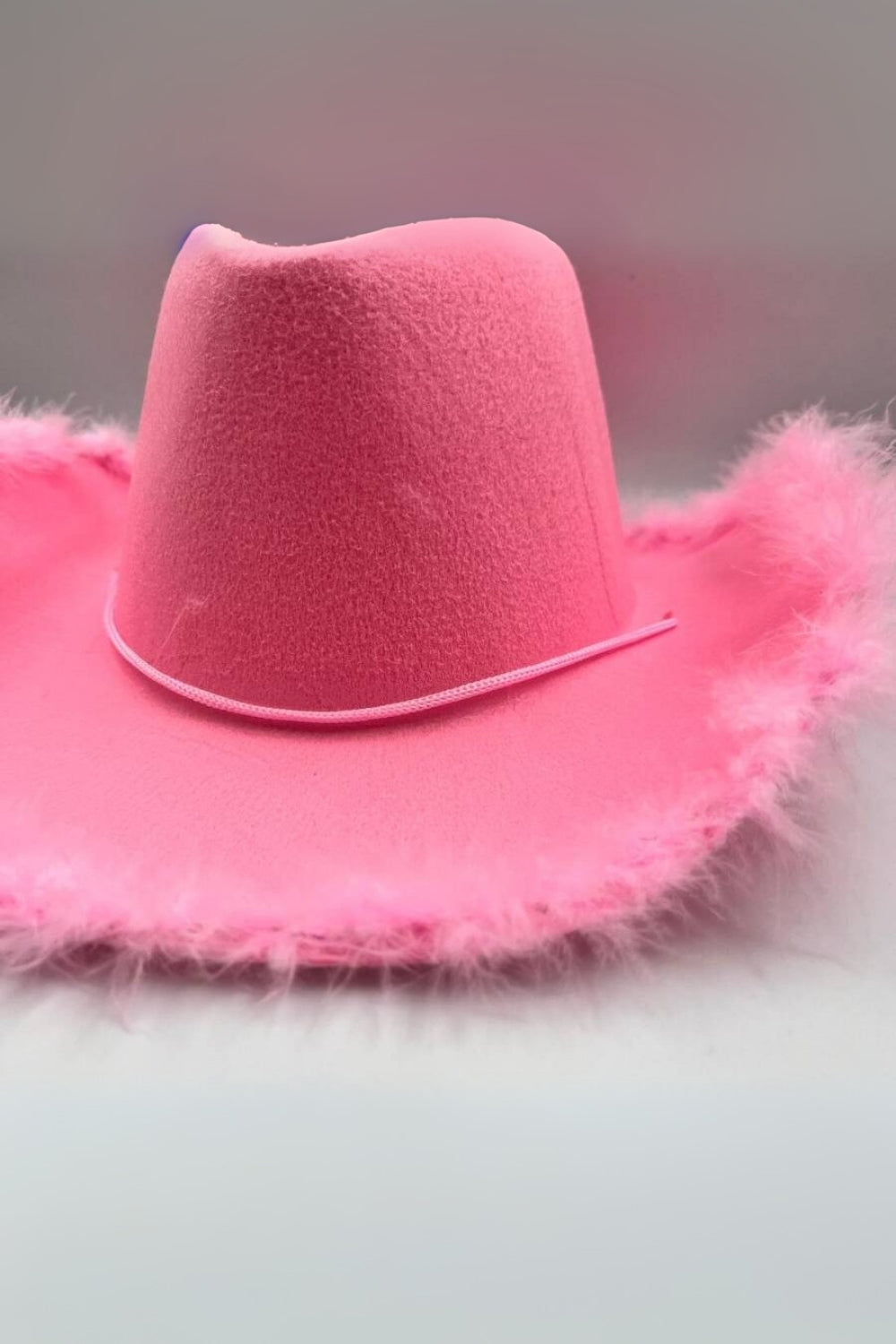 Pembe  Tüylü Kız Çocuk Kovboy Şapkası