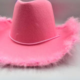 Pembe  Tüylü Kız Çocuk Kovboy Şapkası