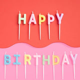 Çok Renkli  Makaron Happy Birthday Harf Mum Set
