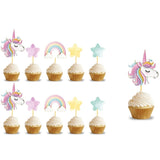Beyaz  Unicorn Figürlü 10'lu Kürdan Pasta Süsü