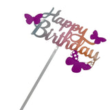 Çok Renkli  Kelebek Temalı Happy Birthday Pasta Süsü