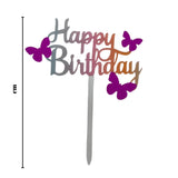 Çok Renkli  Kelebek Temalı Happy Birthday Pasta Süsü