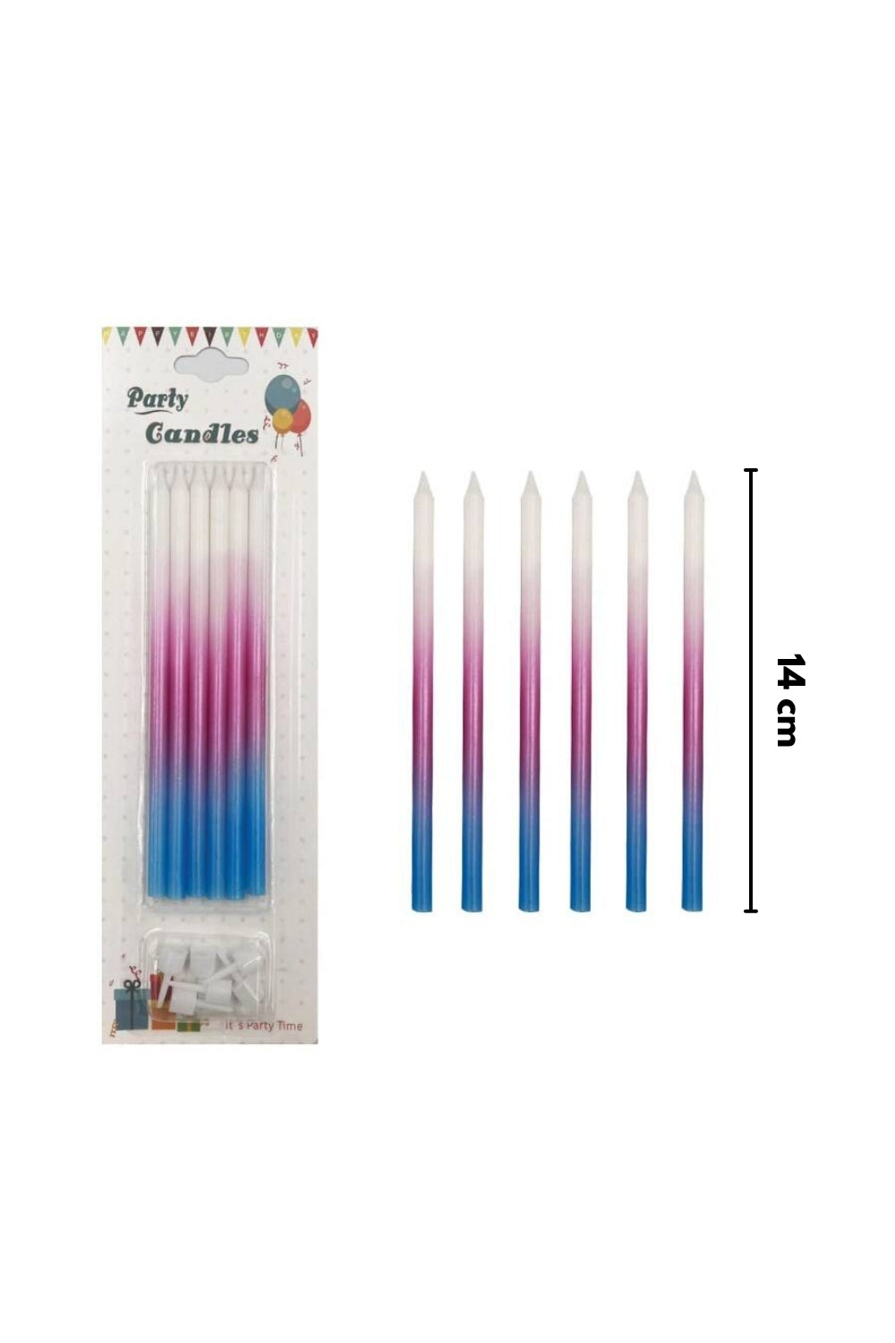 Mavi  Pembe Tonları 6'lı Parti Mumu