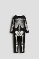 Black Skeleton Printed Halloween Kids Party Costume