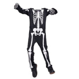 Siyah  İskelet Baskılı Halloween Çocuk Parti Kostümü